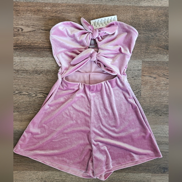 Urban Outfitters Pants - Urban Outfitters Pink Velour Romper NWT Small